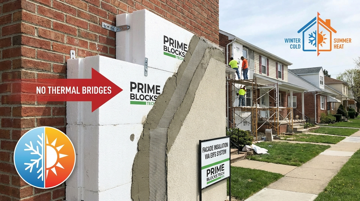 Facade Insulation via EIFS System